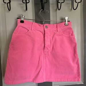 John Galt neon pink corduroy mini skirt